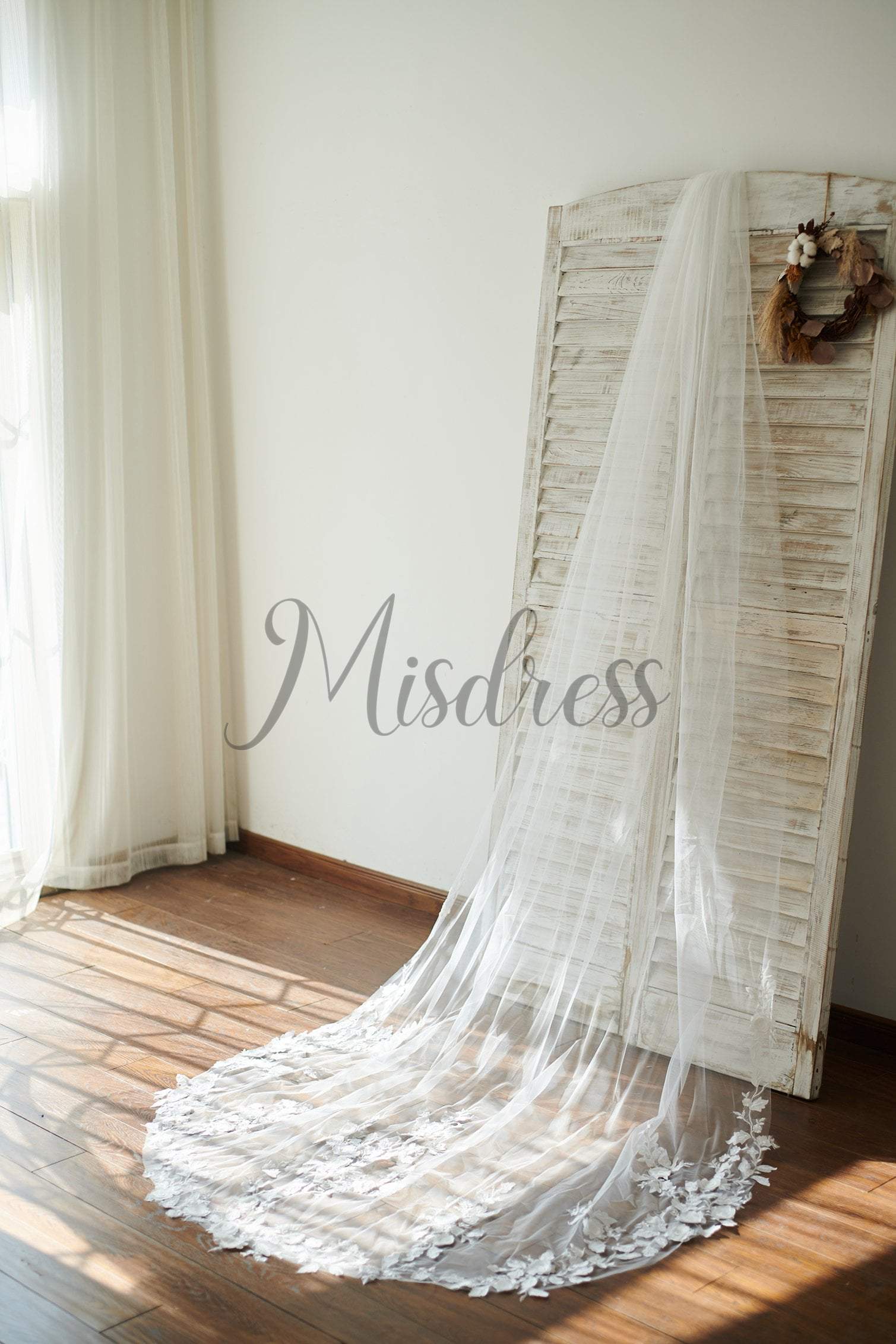 Tulle Bridal Veil 3m Long Wedding Veil 1T One Layer Lace Appliqued