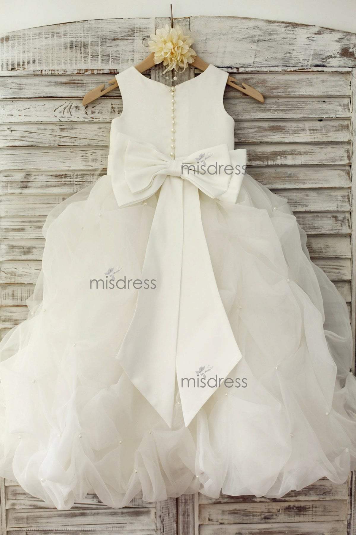 Ivory organza flower shop girl dresses